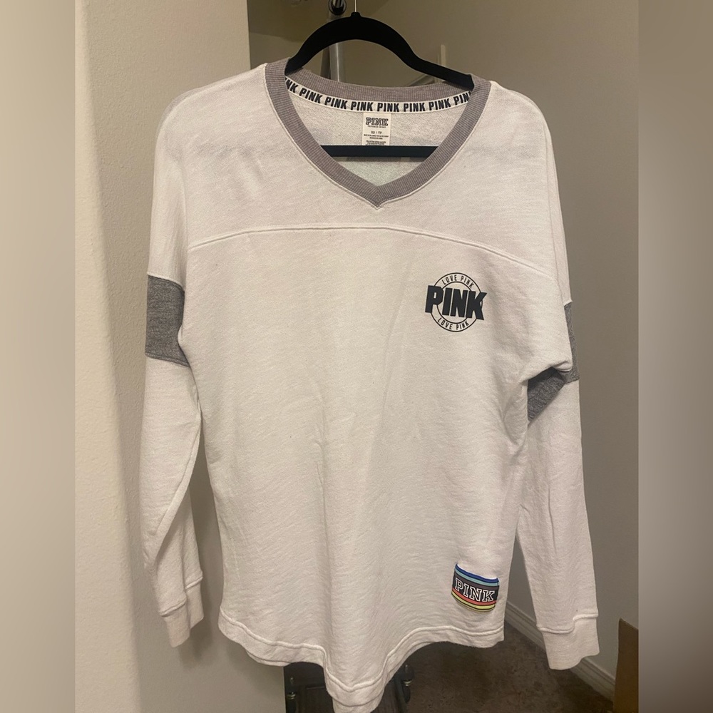 Pink Victoria’s Secret Rainbow Campus T Shirt | Size XS